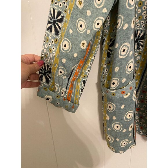 Diane Gilman 100% Silk Oversized Blazer Jacket Abstract Print Pockets Large - Picture 3 of 9